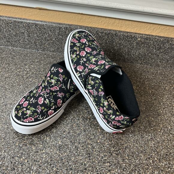VANS Off The Wall Canvas Sneaker Shoes Womens Sz 8 Low Top Slip On Floral Casual - Picture 2 of 11